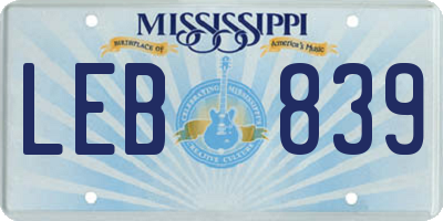 MS license plate LEB839