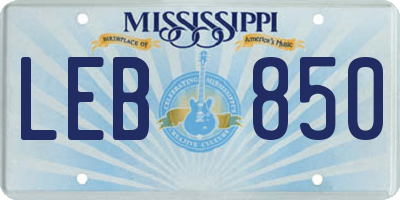 MS license plate LEB850