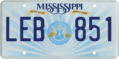 MS license plate LEB851