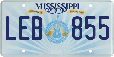 MS license plate LEB855