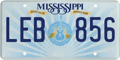 MS license plate LEB856