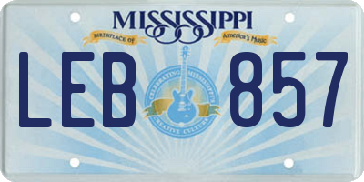 MS license plate LEB857