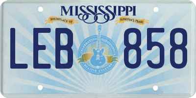 MS license plate LEB858