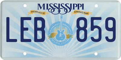 MS license plate LEB859