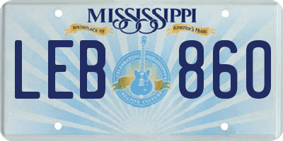 MS license plate LEB860