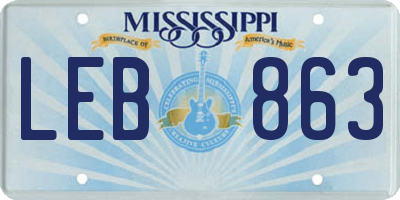 MS license plate LEB863