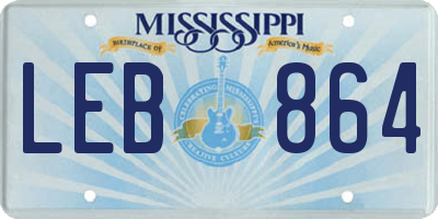 MS license plate LEB864