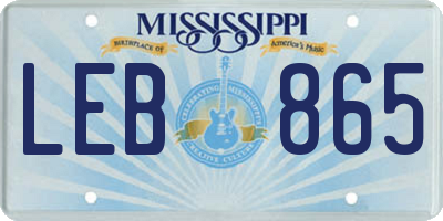 MS license plate LEB865