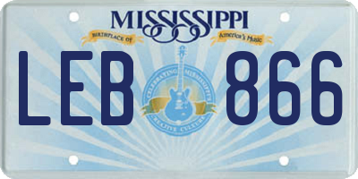 MS license plate LEB866