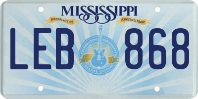 MS license plate LEB868