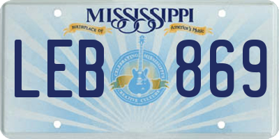MS license plate LEB869