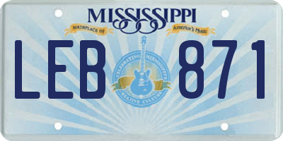 MS license plate LEB871