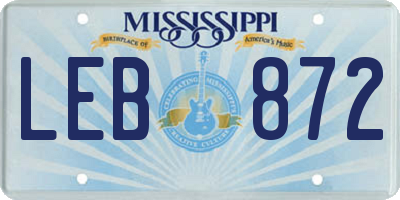 MS license plate LEB872