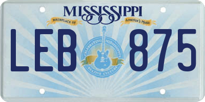 MS license plate LEB875