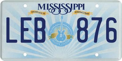 MS license plate LEB876