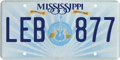 MS license plate LEB877