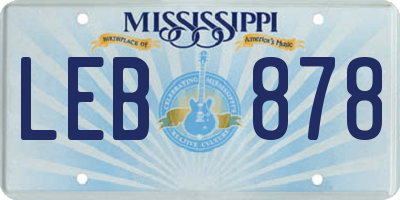 MS license plate LEB878