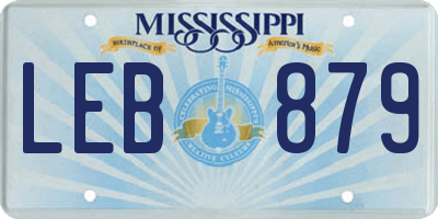 MS license plate LEB879