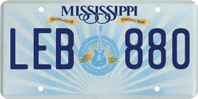 MS license plate LEB880