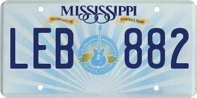 MS license plate LEB882