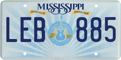 MS license plate LEB885