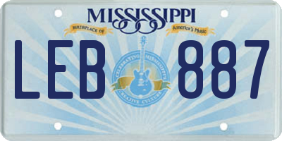 MS license plate LEB887