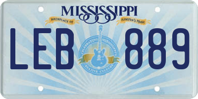 MS license plate LEB889
