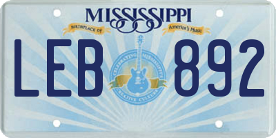 MS license plate LEB892