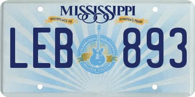 MS license plate LEB893