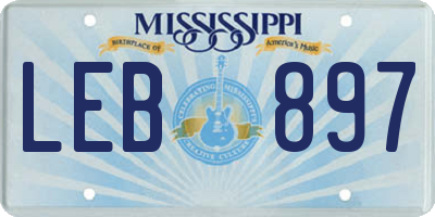 MS license plate LEB897