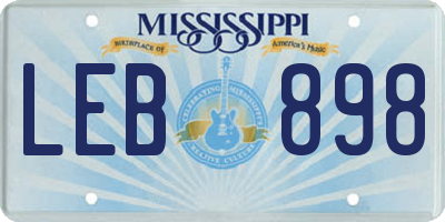 MS license plate LEB898