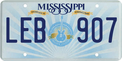 MS license plate LEB907