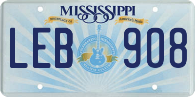 MS license plate LEB908