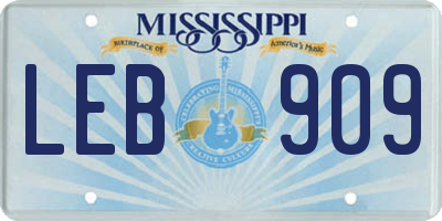 MS license plate LEB909