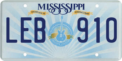 MS license plate LEB910
