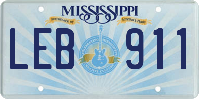 MS license plate LEB911