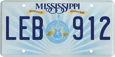MS license plate LEB912