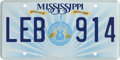 MS license plate LEB914