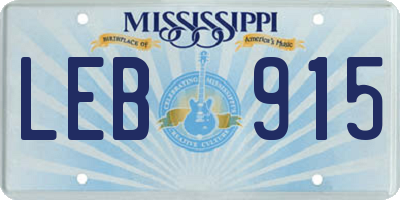 MS license plate LEB915
