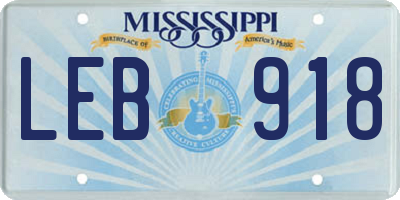 MS license plate LEB918