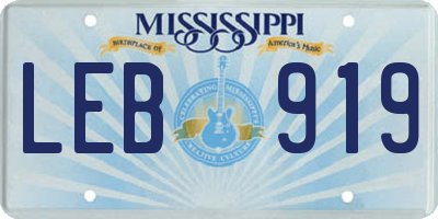 MS license plate LEB919