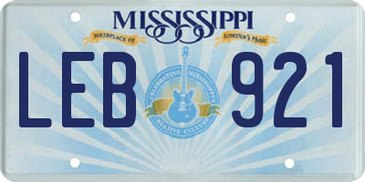 MS license plate LEB921