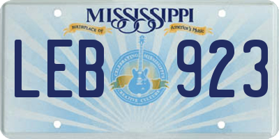 MS license plate LEB923