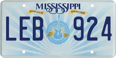 MS license plate LEB924