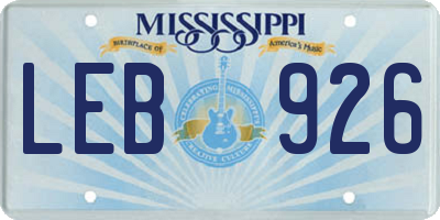 MS license plate LEB926