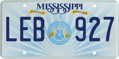 MS license plate LEB927