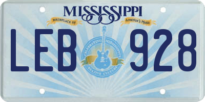 MS license plate LEB928