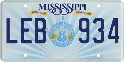 MS license plate LEB934