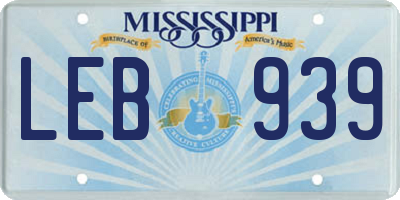 MS license plate LEB939