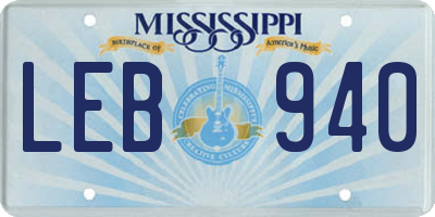 MS license plate LEB940
